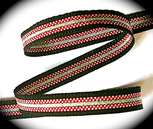 38AC0924 3/8" BLACK/RED/SILVER (5 YDS)