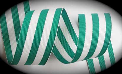 ggs9522 (5 yds) 1 1/2" TEAL/WHITE STRIPES (5 STRIPES)