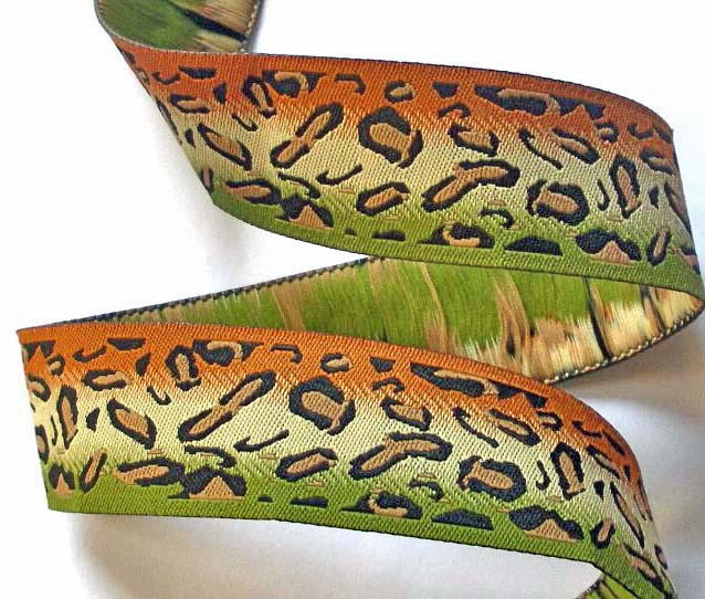 Cheetah Ribbon  1"  (25 YDS) BROWN/RUST/OLIVE/BLK