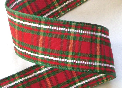 **PLAIDF 1" (3 YDS) (RAYON) RED/GREEN/WHITE