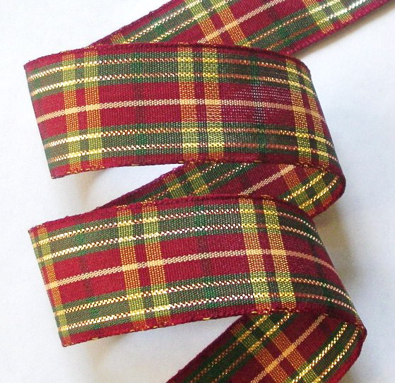 PLAIDN - 1" (3 YDS) RED/GREEN/GOLD