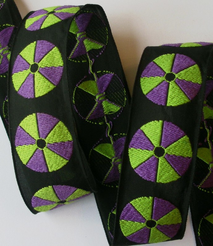 fp44 1 1/4" Vintage Black/Purple/Lime (3yards) limited!!