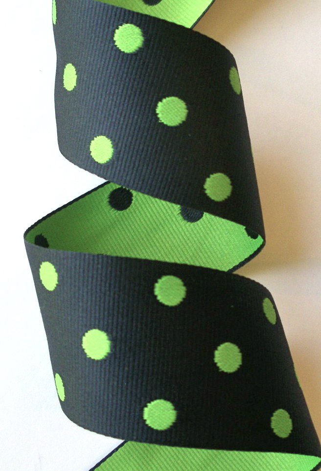 GPD176 1 1/2" NAVY/LIME REVERSIBLE DOTS (5 yds)