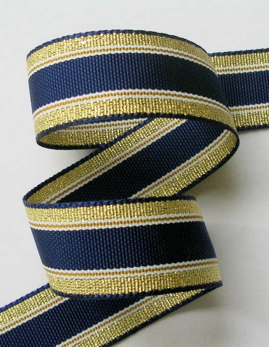 78AC105 15/16" ACETATE NAVY/GOLD/WHITE (5 YARDS) A BEAUTY!!