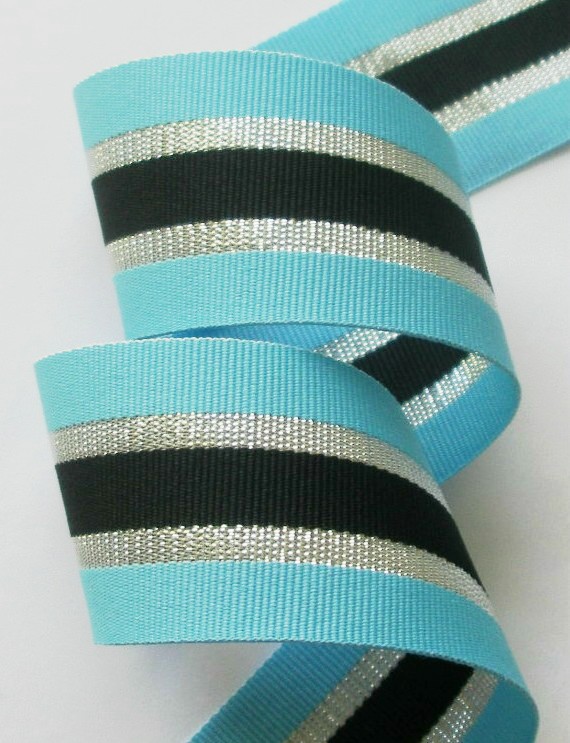 ggs7026 (5 yds) 1 1/2" LT. BLUE/SILVER/BLACK/WHITE