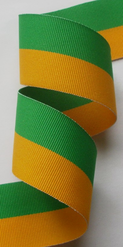 GGS7939 (5 yds) 1 1/2" GREEN/GOLD  Bi Stripe