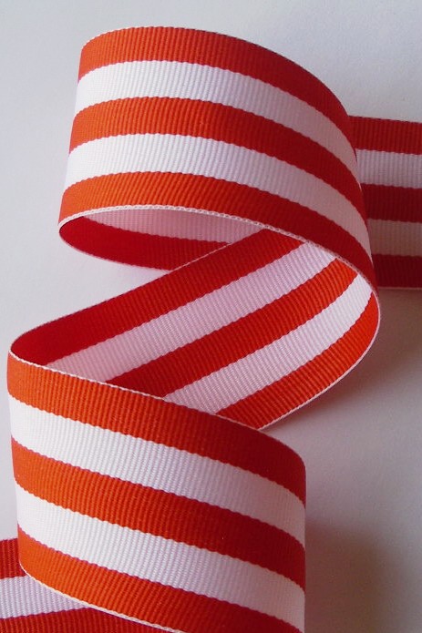 ggs9399 (5 yds) 1 1/2" Orange/White Stripes 5 STRIPES