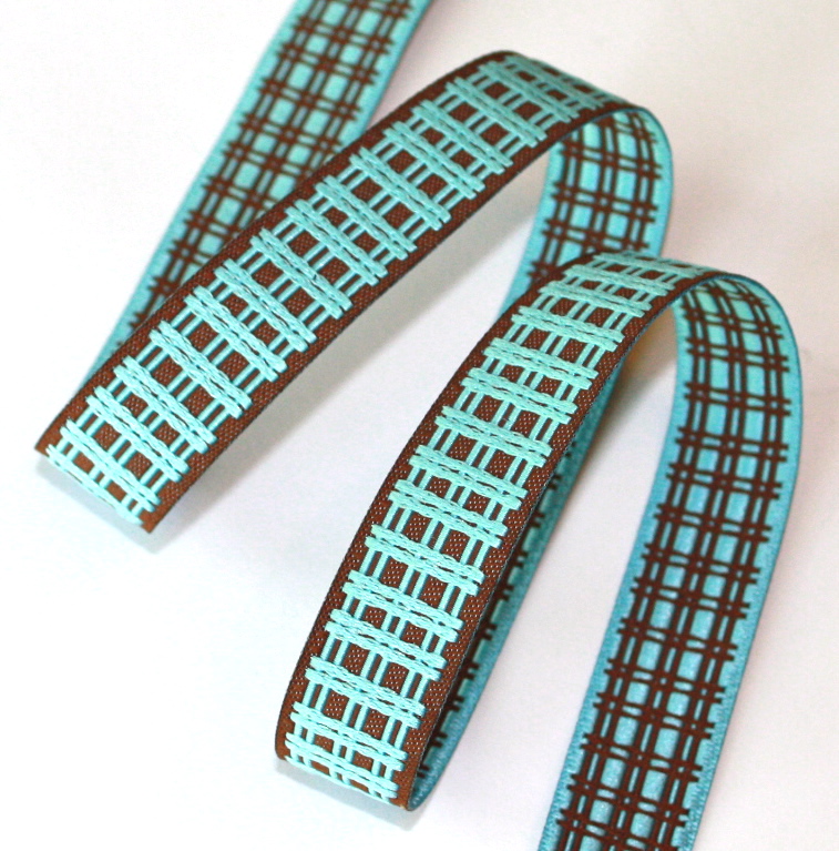 PLAID - 5/8" BROWN/ROBIN'S EGG BLUE (3YDS)