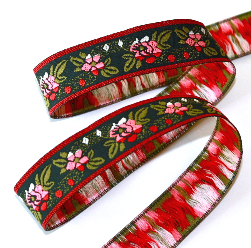 FLORAL - 3/4" BLACK/MAR/OLIVE/WHITE/ROSE PINK (5 YDS)