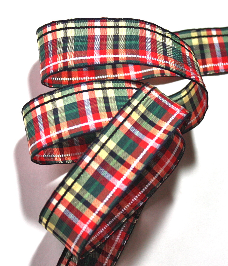 **PLAIDP - 1" (3 YDS) BRIGHT PLAID- 100% RAYON