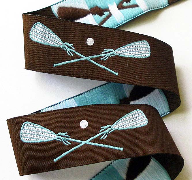 LAX102 - 1" (3 YDS) brown/blue/white LACROSSE