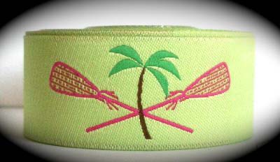 LAX998 1" (3 yds) LIME/H.PINK/GREEN PALM