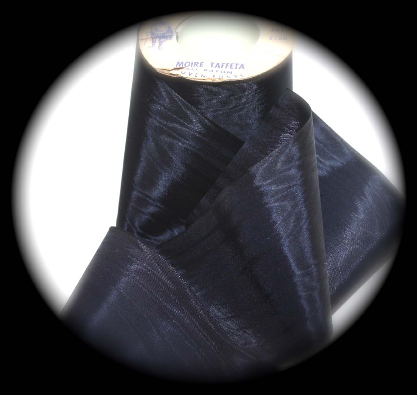 TAFFETA MOIRE'3435 - 3" (3 YDS) NAVY BLUE RAYON- VINTAGE