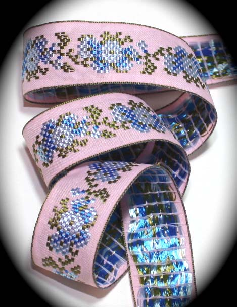 VICTORIAN ELEGANCE1 1 1/4"PINK/OLIVE/BLUE (3 YDS) VINTAGE