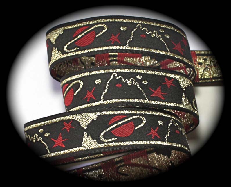 PLANET - 7/8" BLACK/GOLD/RED (3 YDS)