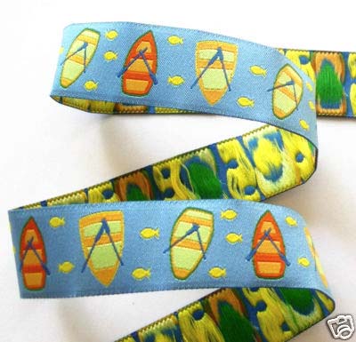 ROW BOAT/FISH 1" (3 YDS)BLUE/YELLOW/ORANGE