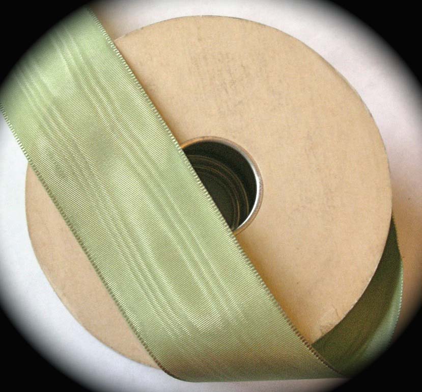 TAFFETA MOIRE'3422 - 1 1/2" SAGE GREEN  ALL RAYON (3YDS