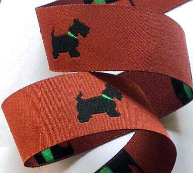 Dog Scotty Terrier Ribbon (3 YDS) 1" CINNAMON Scotty Dogs