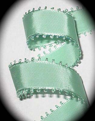 PICOT Taffeta Ribbon 23 7/8" RAYON  SEAFOAM Picot Edge (5yds)