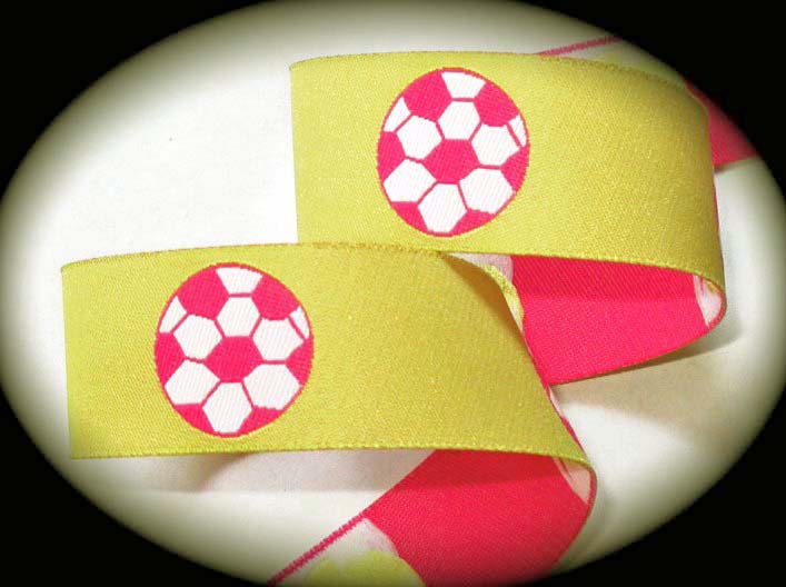 SOCCER2596 1" (3 YDS) KIWI/HOT PINK Soccer Balls  DAMASK