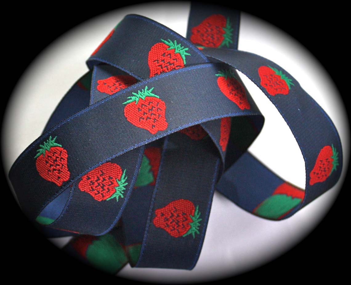 STRAWBERRY - 7/8" NAVY/RED (3 YDS)