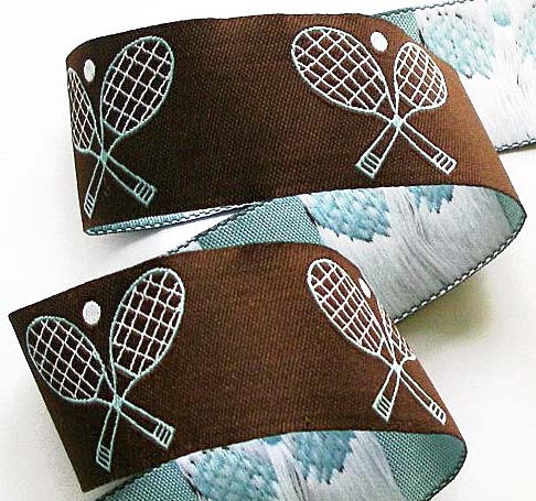 TENNIS5916 - 1" (**3yds**)BROWN/BLUE/WHITE