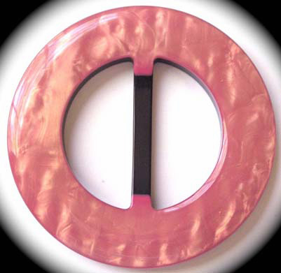 TT217 1 3/4"  X 3" TWO TONE Coral/Pink Round Buckle