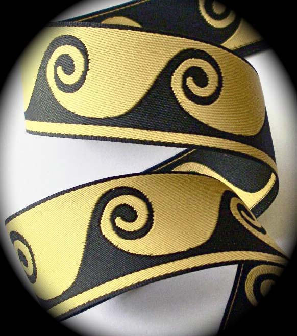 WAVE6 - 1" (3 YDS) BLACK/GOLD REVERSIBLE