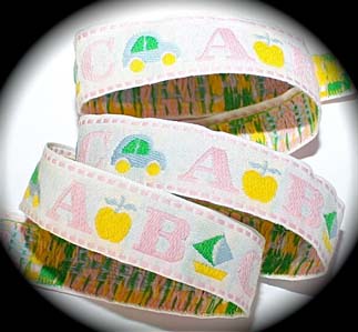 ABC4-1" (3 YDS)ABC'S WHITE/PINK/BLUE/YELLOW/VINTAGE