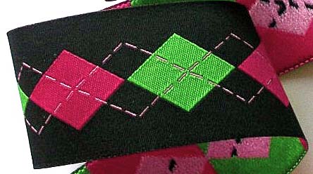 ARGYLELSB6 1 1/2" (3 YDS)  BLACK/ HOT PINK/ LIME