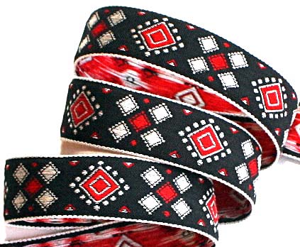 BANDANA2 - 7/8" BLACK/RED/WHITE (3 YDS) VINTAGE