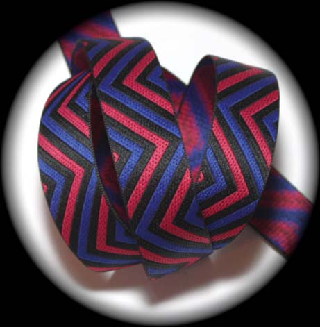 Chevron/Flame Stitch2 -1" x 3 yds Blk, Pink and Blue