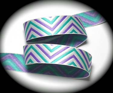 Chevron/Flame Stitch-7/8" x 3 yds  White, Turquoise and Fuschia