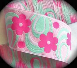 FLOWER POWER45a 1 7/8" (10 YDS) PINK/AQUA/LT. PINK