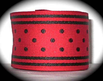 GPD161 1" Red/Black Reversible Dots/Stripes (3 YDS)