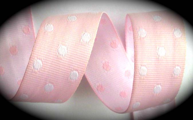 GPD180 1" (3 yds) PINK/WHITE DOTS- REVERSIBLE