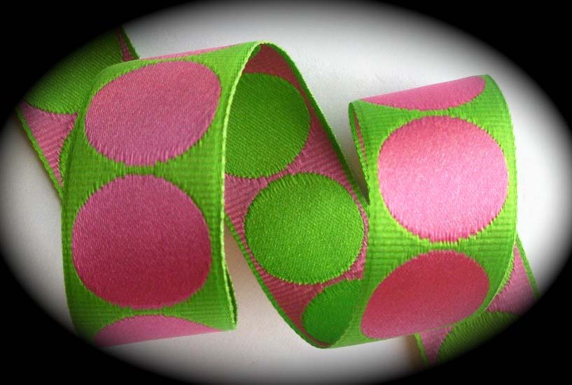 GPD214 1" (3 yds)LARGE REV. LIME/H.PINK WOVEN