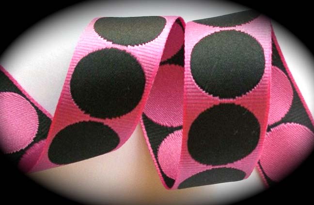 GPD220 1" (3 yds)  LARGE REV. PINK/BLACK WOVEN