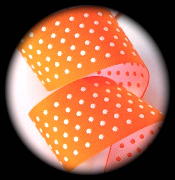 gpd48 1" (3 yds)  Woven Reversible X-S Dots Orange/White