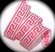 GREEK KEY4 - 1" HOT PINK/WHITE (3 YDS)