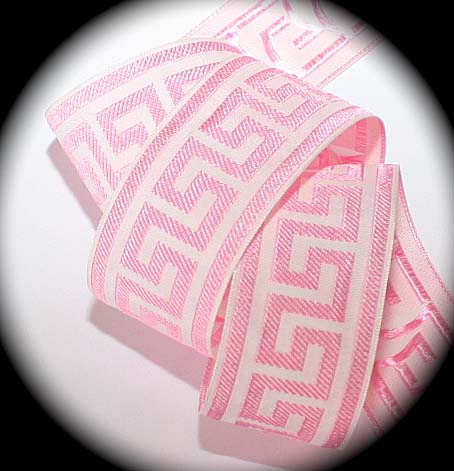 GREEK KEY8 1 1/2" LT. PINK/WHITE (3 YDS)