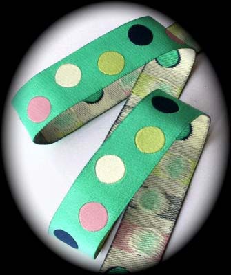 DOTS 5/8" GREENBLUE/NAVY/CREME CLICK(5 YDS)