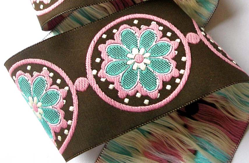 LABELLE59 1 7/8" (3yd ) BROWN/PINK/AQUA