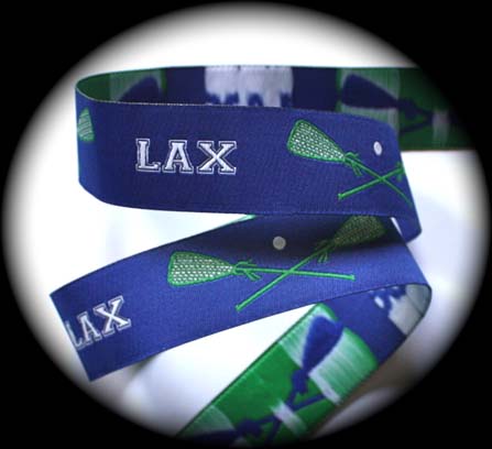 Lax Rackets & Wording6a 1" (25 yds)Blue, Green & White-Lacross