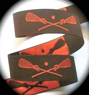 LAX990 1" (20 YDS) Choc. Brown/Orange LACROSSE  DAMASK