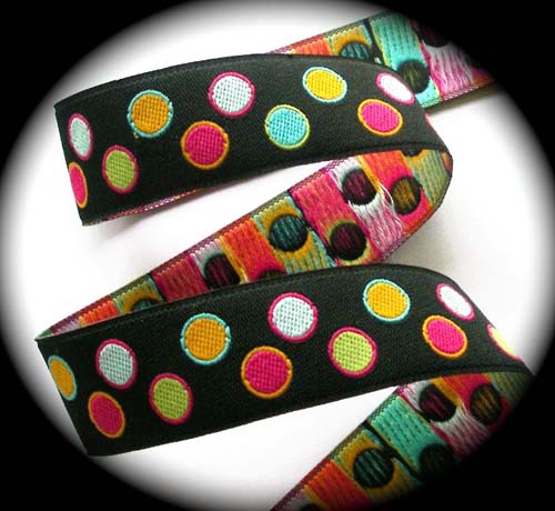 PAISLEYDOT*1 1" (3 yds) BLACK/LIME/PINK/ORANGE