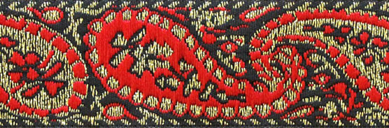 Paisley Metallic - 1" x 3 yds Black, Red, Gold