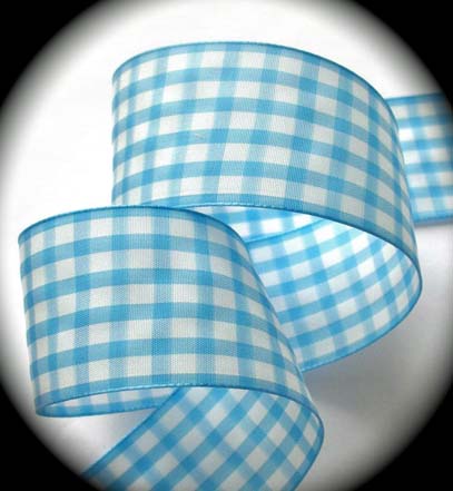 TC111 1 1/2" (3 yds) Lt. BLUE/WHITE CHECK TAFFETA