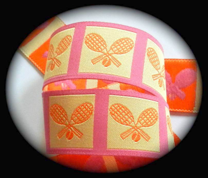 Tennis22a - 1" (25 yds) Pink, Butter and Orange