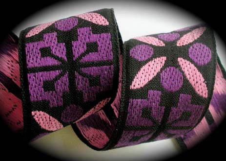 VINTAGE6809 2" per yd BLACK/PINK/PURPLE